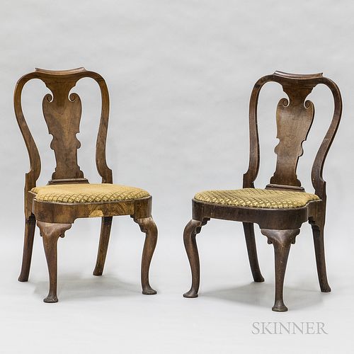 Pair of Early Georgian-style Walnut Side Chairs