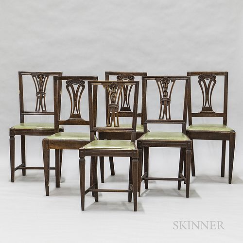 Set of Six Walnut Dining Chairs