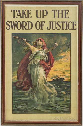 Framed English WWI Poster "Take Up The Sword Of Justice"