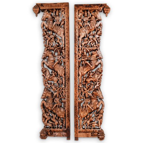 Indian Carved Relief Wooden Panels