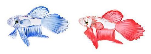 * Two Swarovski Models of Fighting Fish Length of longest 3 1/2 inches.
