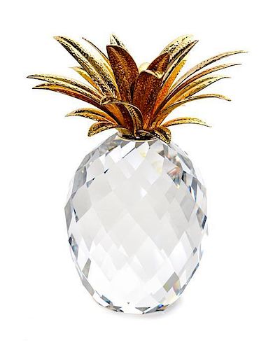* A Swarovski Gilt Metal Mounted Model of a Pineapple Height 9 inches.