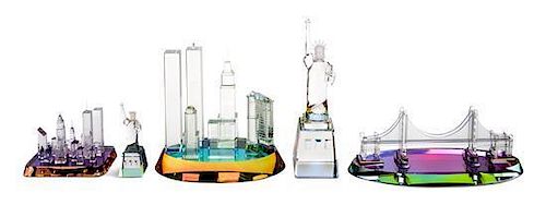 * A Group of Five Crystal World Models Height of tallest 10 7/8 inches.
