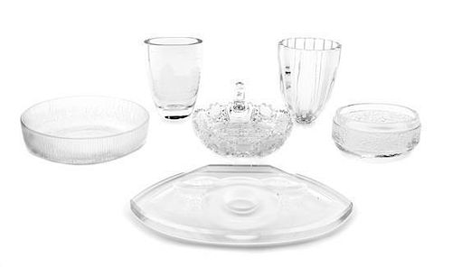 * A Collection of Glass Articles Width of widest 12 1/2 inches.