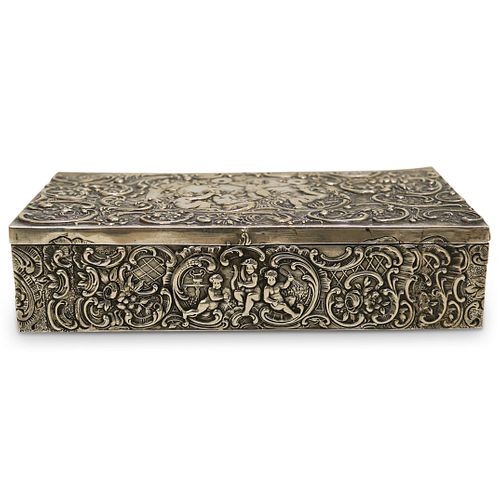 Antique 800 Silver Embossed Figural Box