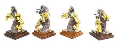 Two Pairs of Royal Worcester Porcelain Models of Birds Height of first 7 1/2 inches.