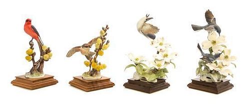 Two Pairs of Royal Worcester Porcelain Models of Birds Height of first 9 1/4 inches.