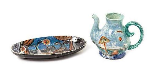 Laurance Rassin, (American, 20th Century), Pitcher and Plate (two works)