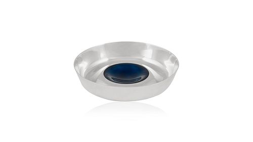 Modern Georg Jensen Bowl #1120B With Blue Enamel
