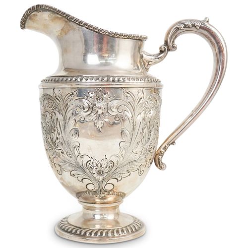 Sterling Silver Etched Water Pitcher