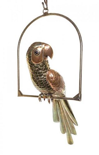 * A Mexican Brass and Copper Sculpture Length of bird 35 inches.
