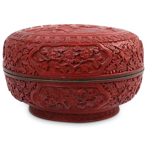 Chinese Round Lacquer CInnabar Box