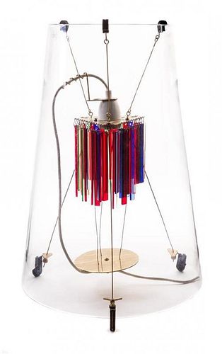 * A Contemporary Blown Glass and Metal Table Lamp Height of shade 20 3/4 inches.