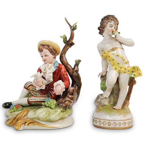 (2 Pc) Capodimonte Porcelain Figurines