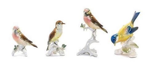 * Four Continental Porcelain Ornithological Models Height of tallest 7 1/4 inches.