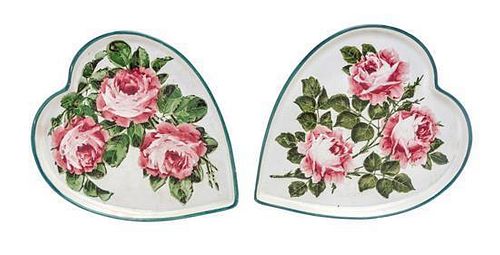 * Two Wemyss Heart-Shaped Trays Width approximately 11 3/4 inches.