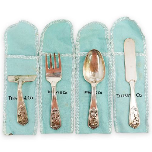 (4 Pc) Tiffany & Co. Sterling Baby Flatware Set