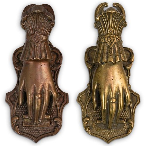 (2 Pc) Antique Brass Victorian Hand Clip