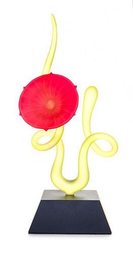 A Frosted Glass Sculpture Height overall 14 inches.