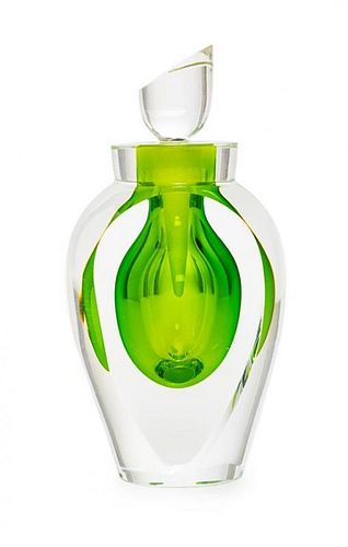 A Studio Glass Perfume Bottle Height 4 3/4 inches.