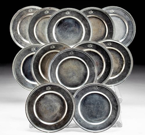 Late 19th C. Tiffany Silver Saucer Plates (set of 12)