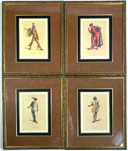 Four Framed Commedia Dell'Arte Figures