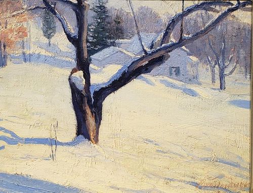 Vern Breitmayer Oil, Winter Landscape, Tree in Snow