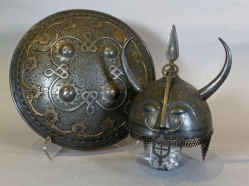 Turkish Ottoman Warrior Helmet and Shield