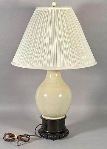 Chinese Ding Ware Style Vase Fitted as Lamp