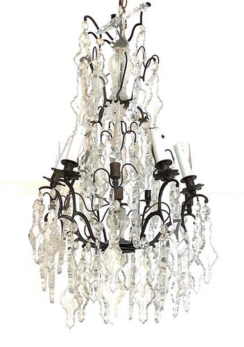 Louis XVth Style Bronze and Crystal Chandelier
