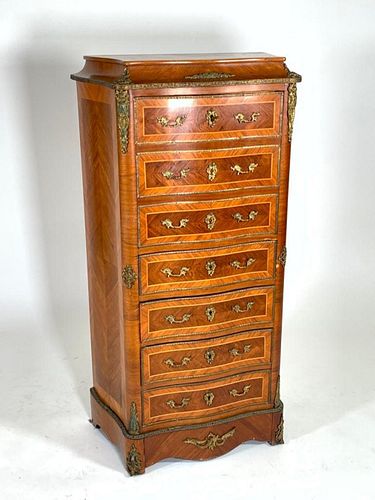 Small Size French Parquetry Inlaid Secretaire a Abbatant
