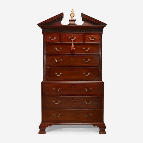 A George III Carved Mahogany Chest-on-Chest, Second half 18th century