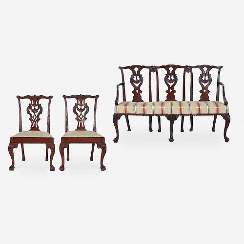 A George III Carved Mahogany Seating Suite, Third quarter 18th century