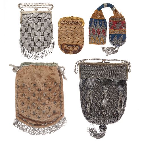 A Collection of Victorian Beaded Handbags