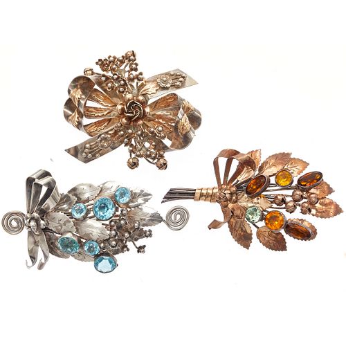 Collection of Hobe 1940s Sterling Silver Brooches