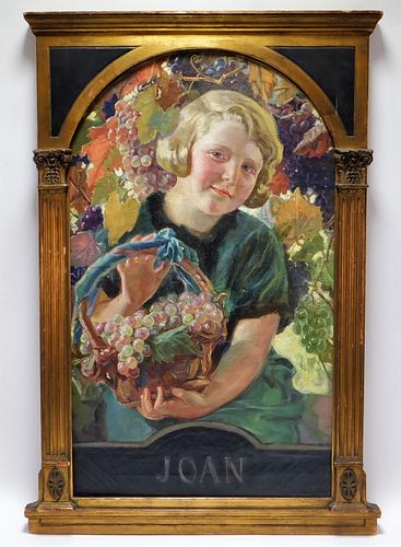 Ernest Klempner Girl with Grapes Portrait Painting