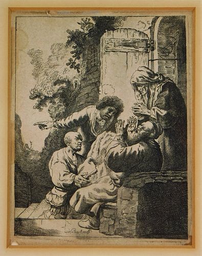 Johann Hertel After Rembrandt Biblical Etching