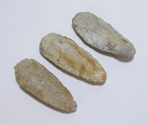 3PC Native American Carved Stone Arrowheads