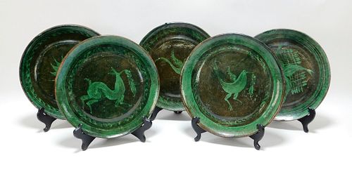 5PC Iznik Animal Pottery Plates