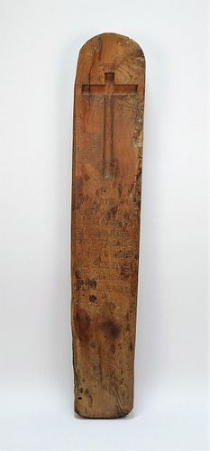1879 Mexican Carved Wood Reliquary Marker