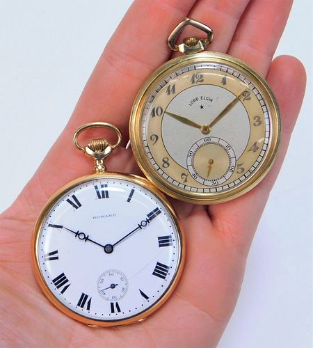 2PC 14K Gold Howard & Lord Elgin Pocket Watches