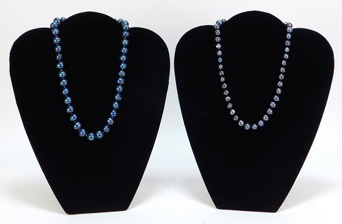2PC Black Iridescent Pearl Necklaces