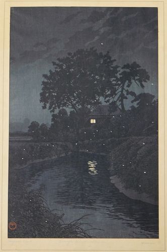 Kawase Hasui Minuma River in Omiya Woodblock Print