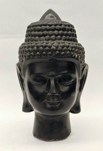Chinese Carved Black Stone Buddha Head