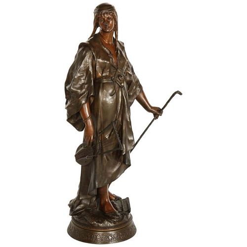 Emile-Louis Picault, A French Orientalist Bronze Figure of Queen Esther, C. 1870