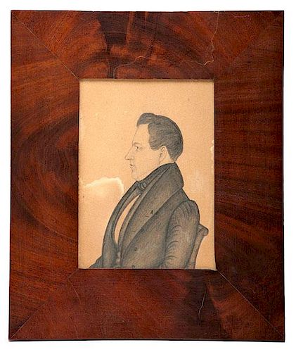 Pen and Ink Miniature Portrait by J.M. Crawley 