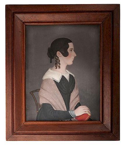 Ohio Portrait of Cynthia Hine by Itinerant Artist Jasper Miles (1782-1849) 
