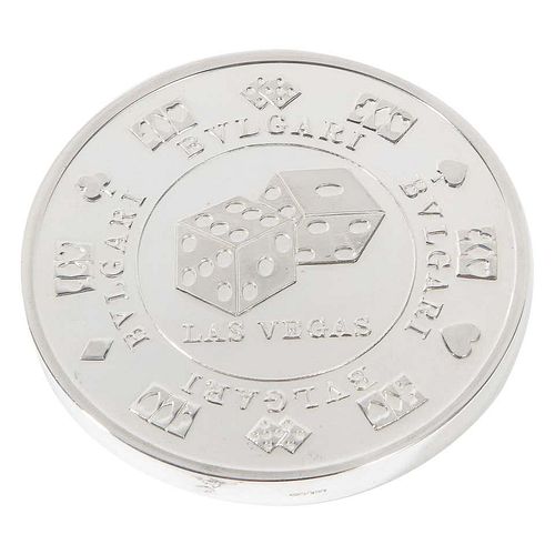 Bvlgari Bulgari Sterling Silver-Gilt Oversized Casino Paperweight Coin "Vegas"