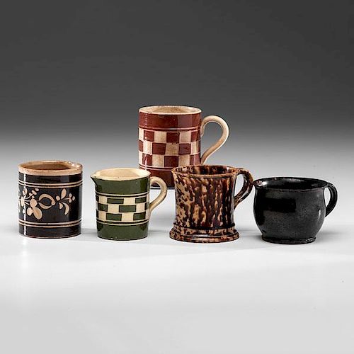 Yellow Ware and Other Mugs 