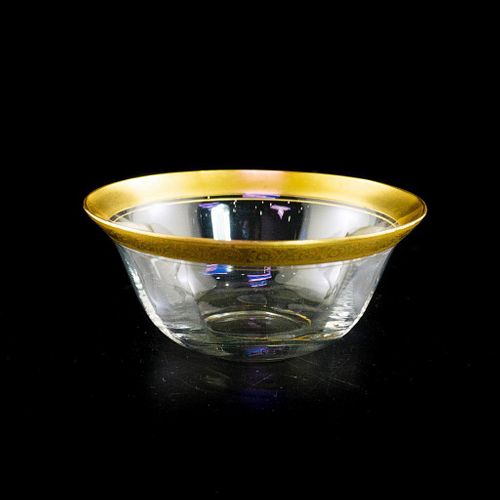 Set of 6 Vintage Glass Bowls With Floral Gold Rim